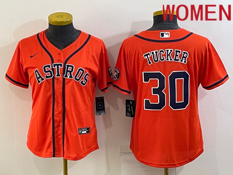 Women Houston Astros 30 Tucker Orange Game Nike 2022 MLB Jersey